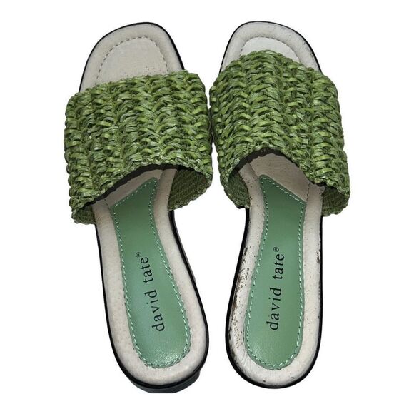 David Tate Womens Slip On Woven Strap Square Toe Wedge Heel Sandals Green Size 7 - Picture 7 of 8